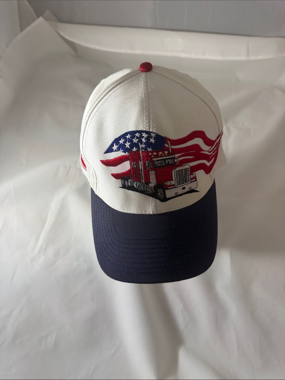 Patriotic Truck Embroidered Baseball Cap - Red,White & Navy